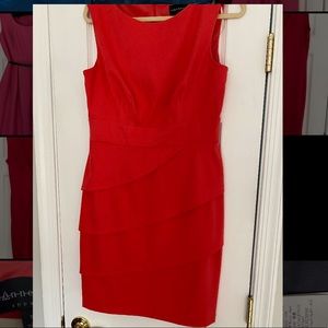 Connected Apparel Red Womens Size 10 Tiered Dress